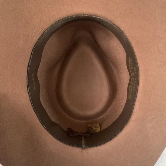 Eddy Bros. Dark Khaki Brown Wool Stetson Rancher Cowboy Hat Broken Arrow Band - Picture 5 of 6